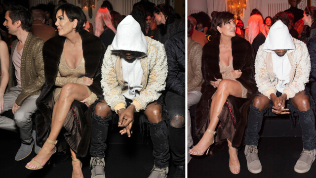 AVVISENDE: RadarOnlines ekspertkilde mener at Kanye Wests ser rasende og opprørt ut på bildene fra Balmain-visningen, mens Kris Jenner ser ut til å være motvilling til å støtte ham. Foto: NTB Scanpix AVVISENDE: RadarOnlines ekspertkilde mener at Kanye Wests ser rasende og opprørt ut på bildene fra Balmain-visningen, mens Kris Jenner ser ut til å være motvilling til å støtte ham. Foto: NTB Scanpix